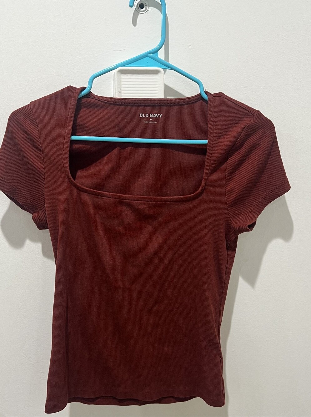 Old Navy Women's Square Neck Short Sleeve Top - Deep Burgundy